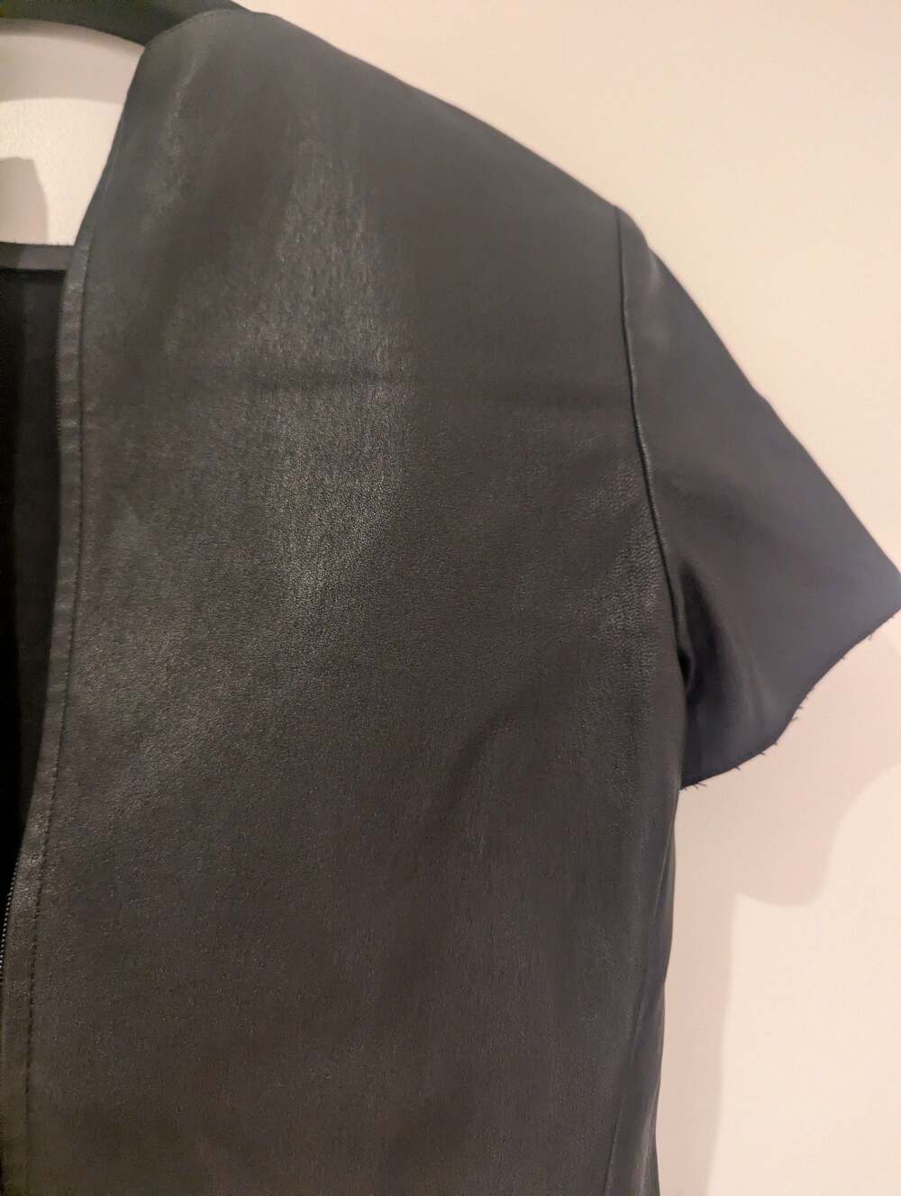 Celine Phoebe Philo Lambskin Leather Short Sleeve Top Size 36 - Picture 11 of 12